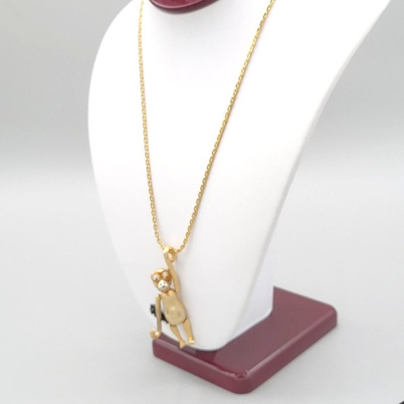 Pan Signed Monkey Pendant Gold Tone Cable Link Chain Fashion Necklace 19 in - Picture 4 of 9